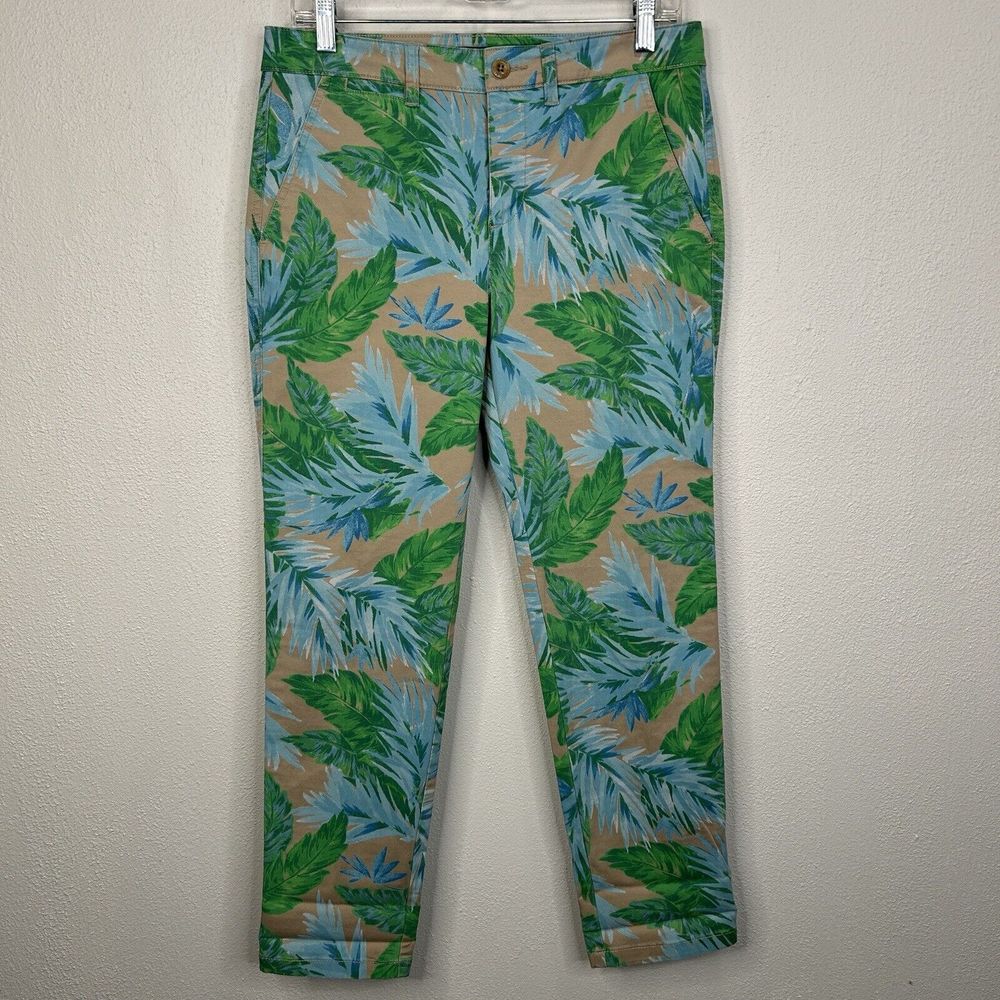 Lauren Ralph Lauren Tropical Print Ankle Pants Women's Size 6 Leaf Foliage Green
